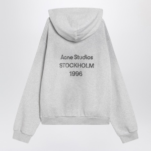 Acne Studios Pale grey mélange hoodie with logo - Img 2