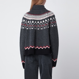 Alanui Grey Fair Isle patterned turtleneck jumper - Img 2