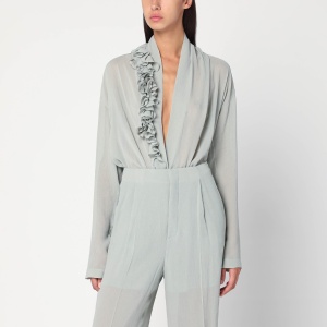 Alberta Ferretti Ice-colored shirt with floral detail