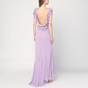 Alberta Ferretti Long dress with light purple ruffles - Img 2