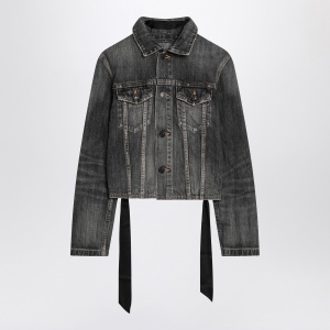 Balenciaga Dark grey denim jacket with laces