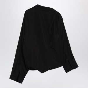 Balenciaga One-shoulder black shirt in poplin - Img 2