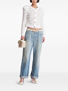 Balmain Long-sleeved tweed-effect knit cardigan - Img 3