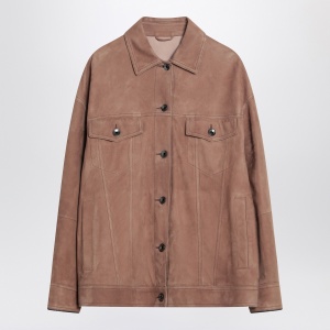 Brunello Cucinelli Brown leather overshirt jacket