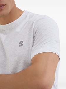 Brunello Cucinelli Cotton jersey crew neck T-shirt with logo and faux-layering - Img 3