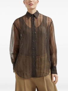 Brunello Cucinelli Crispy silk shirt with dazzling chalk stripe embroidery - Img 4