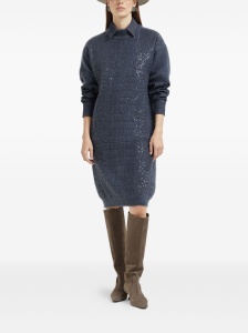 Brunello Cucinelli Mohair, virgin wool and cashmere knit dress with dazzling croc motif - Img 2