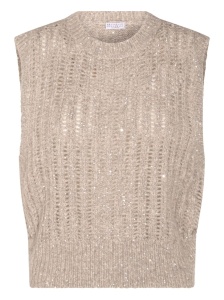 Brunello Cucinelli Natural Knitted Crewneck Vest