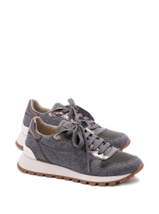 Brunello Cucinelli Virgin wool flannel and lamé calfskin runners - Img 2