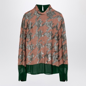 Dries Van Noten Green/pink/silver blouse with sequins