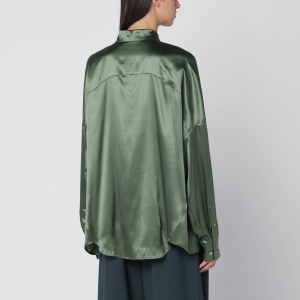 Dries Van Noten Oversized silk shirt in khaki color - Img 2