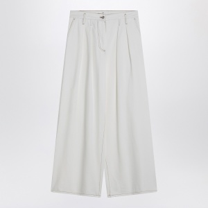 Dries Van Noten Wide white trousers in cotton