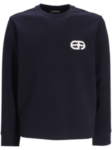 Emporio Armani Double-jersey sweatshirt with embossed embroidered EA logo