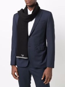 Emporio Armani ribbed knit embroidered logo scarf & beanie set - Img 2