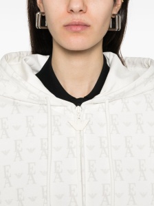 Emporio Armani Zip-up hoodie in double jersey with all-over lettering - Img 4