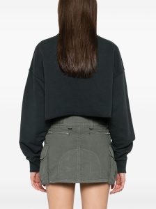 Golden Goose Cropped Cotton Sweatshirt with Crystals on the Front - Img 2