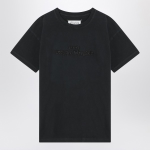 Maison Margiela Washed black T-shirt with embroidered logo