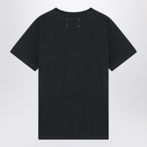 Maison Margiela Washed black T-shirt with embroidered logo - Img 2