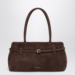 Manu Atelier Dark brown suede East West Le Cambon bag