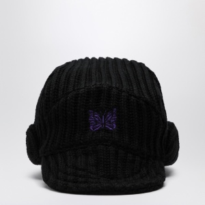 Needles Black wool visor hat