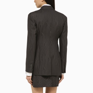 Off White Off-White™ Grey single-breasted pinstripe jacket in wool blend - Img 2