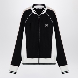 Palm Angels Black/white zip sweatshirt