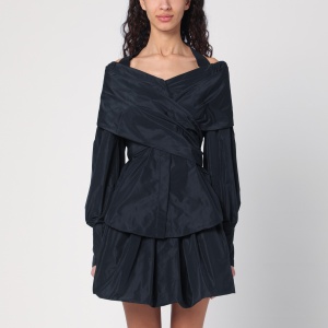 Patou Black blue crossover blouse