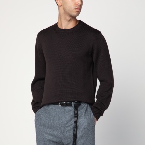 Roberto Collina Brown crew neck wool sweater