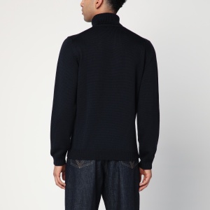 Roberto Collina Navy blue wool turtleneck sweater - Img 2