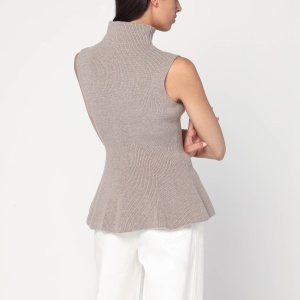 Róhe Sleeveless taupe mélange top in cashmere blend - Img 2