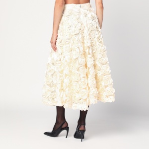 ROTATE Birger Christensen Cream skirt with floral appliqués - Img 2
