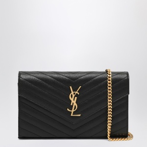 Saint Laurent Black Cassandre chain clutch bag
