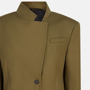 The Attico Asymmetric military green wool jacket - Img 2
