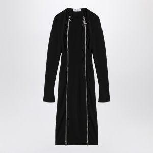 The Attico Black midi dress with logoed zip puller