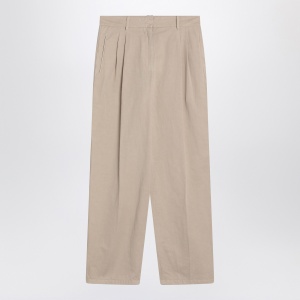 The Row Lilas light khaki cotton and linen trousers