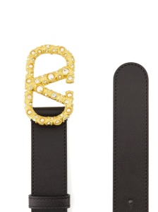 Valentino Garavani crystal embellishment VLogo Signature leather belt - Img 4