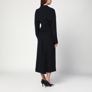 Victoria Beckham Black satin shirt dress midi - Img 2