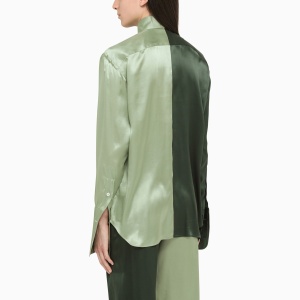 WOERA Green silk colour-block shirt - Img 2