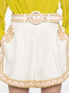 Zimmermann Waverly embroidered linen shorts - Img 4