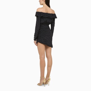 Alessandra Rich Blue silk minidress with white polka dots - Img 2