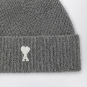Ami Paris Ami de Coeur grey wool beanie - Img 2