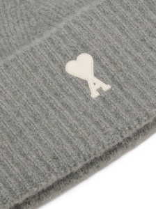 Ami Paris Grey Alpaca Striped Ami De Coeur Beanie - Img 2