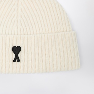 Ami Paris White wool Ami De Coeur beanie - Img 2
