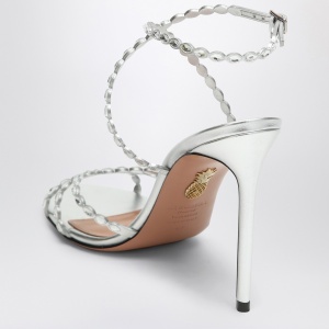 Aquazzura Love Struck silver sandals with crystals - Img 2