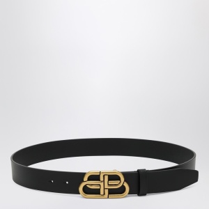 Balenciaga Black leather BB belt