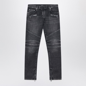 Balmain Grey washed slim biker jeans