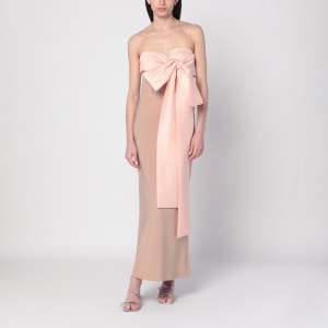 BERNADETTE Beige/pink Bart dress with oversized bow