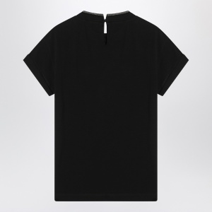 Brunello Cucinelli Black crew-neck T-shirt with pendant - Img 2