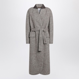 Brunello Cucinelli Brown mélange wool-blend coat with belt