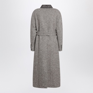 Brunello Cucinelli Brown mélange wool-blend coat with belt - Img 2